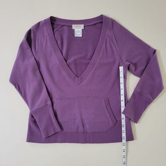 Talbots Women's Purple Deep V-Neck Long Sleeve Sweatshirt - Picture 5 of 11